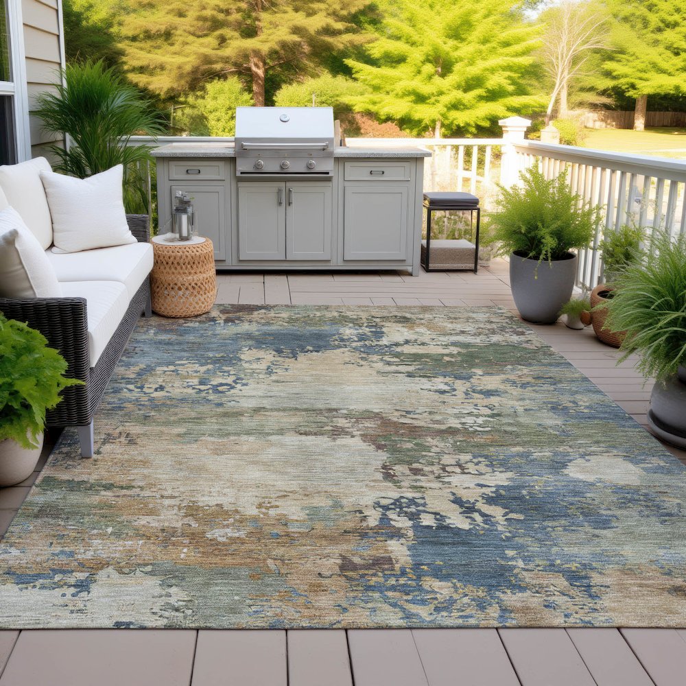 Machine Washable Indoor/Outdoor Chantille ACN2067 Blue 2'6" x 3'10" Rug. Picture 7