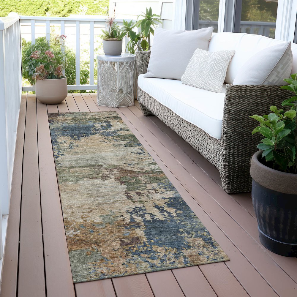 Machine Washable Indoor/Outdoor Chantille ACN2067 Blue 2'3" x 7'6" Runner Rug. Picture 6