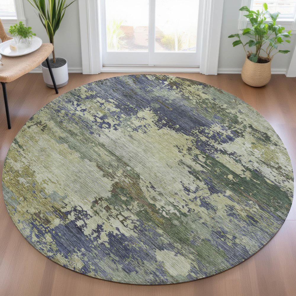Machine Washable Indoor/Outdoor Chantille ACN2067 Purple 8' x 8' Round Rug. Picture 5
