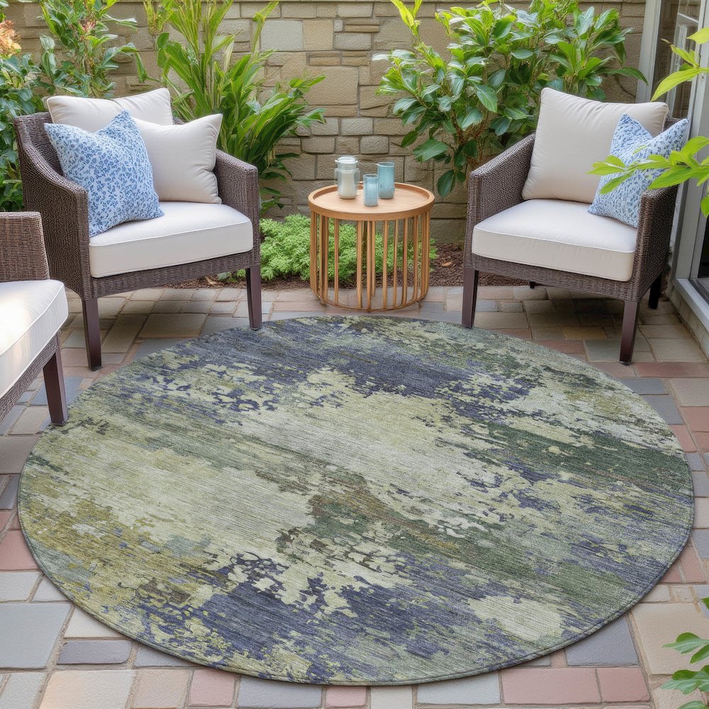 Machine Washable Indoor/Outdoor Chantille ACN2067 Purple 8' x 8' Round Rug. Picture 6