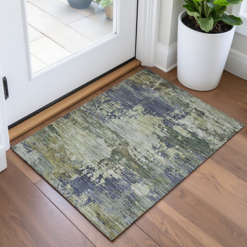 Machine Washable Indoor/Outdoor Chantille ACN2067 Purple 1'8" x 2'6" Rug. Picture 5