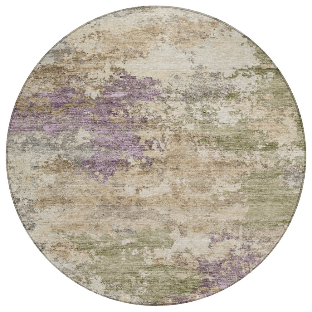 Machine Washable Indoor/Outdoor Chantille ACN2068 Beige 8' x 8' Round Rug. Picture 1