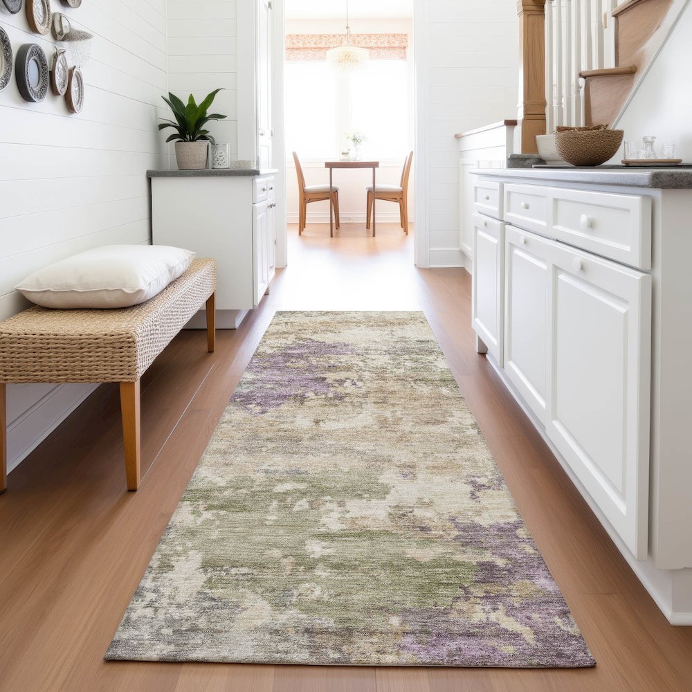 Machine Washable Indoor/Outdoor Chantille ACN2068 Beige 2'3" x 7'6" Runner Rug. Picture 5