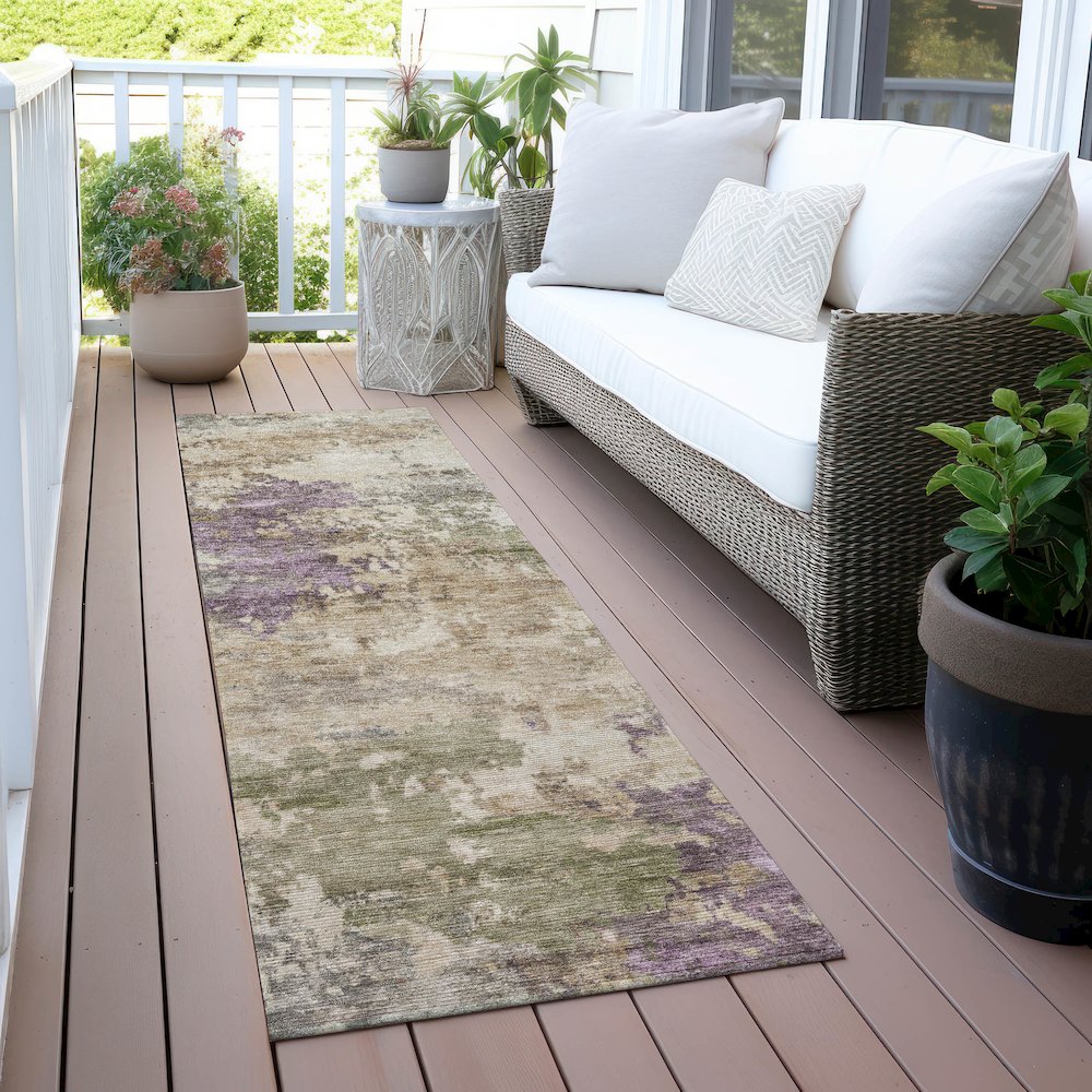 Machine Washable Indoor/Outdoor Chantille ACN2068 Beige 2'3" x 7'6" Runner Rug. Picture 6