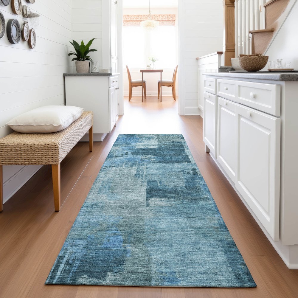 Machine Washable Indoor/Outdoor Chantille ACN2069 Blue 2'3" x 7'6" Runner Rug. Picture 5