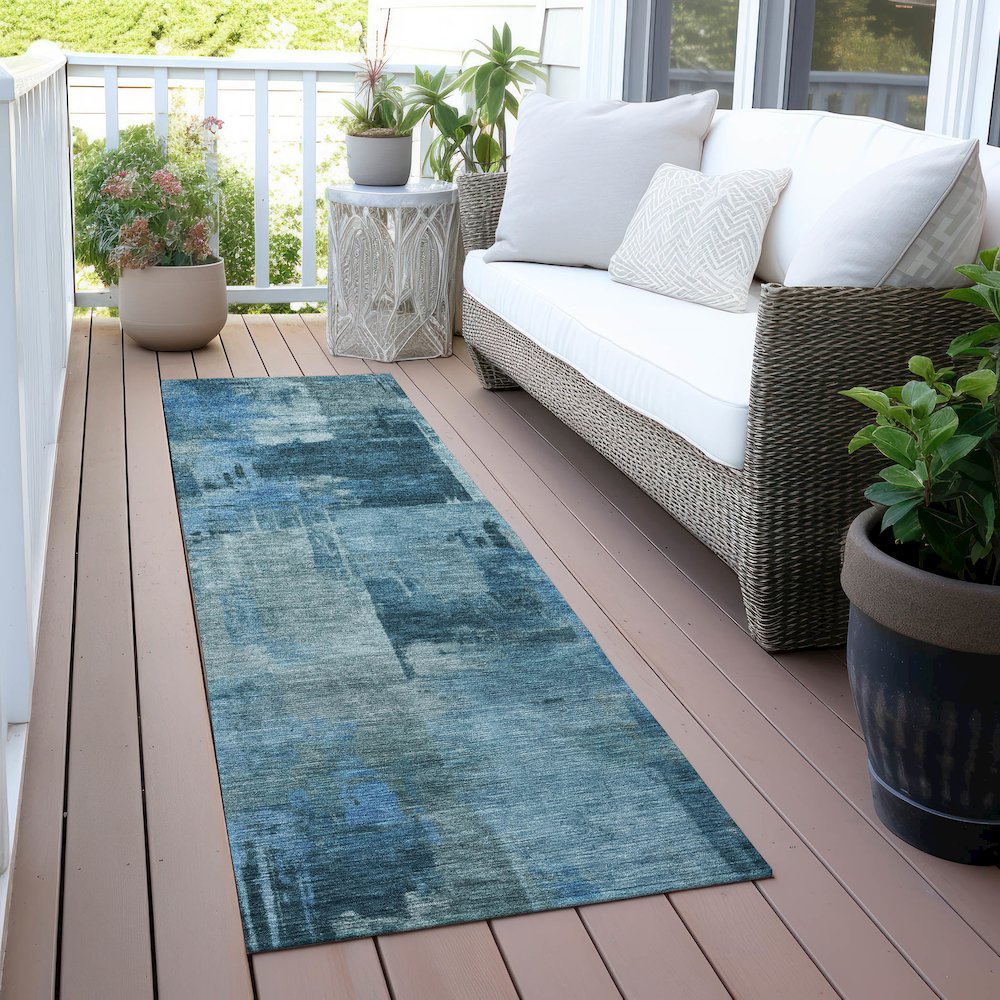Machine Washable Indoor/Outdoor Chantille ACN2069 Blue 2'3" x 7'6" Runner Rug. Picture 6