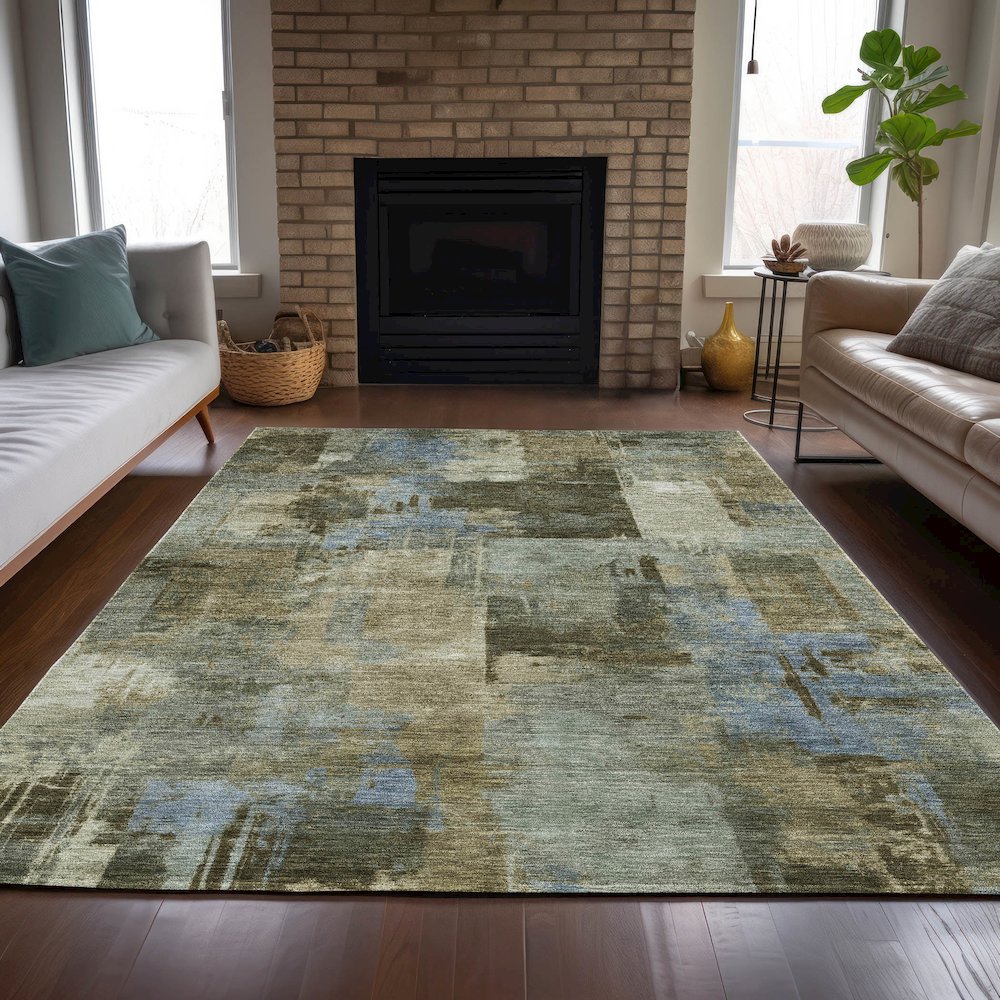 Machine Washable Indoor/Outdoor Chantille ACN2069 Green 2'6" x 3'10" Rug. Picture 6