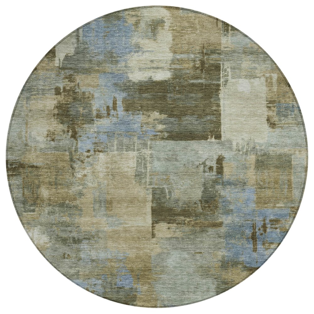 Machine Washable Indoor/Outdoor Chantille ACN2069 Green 8' x 8' Round Rug. Picture 1