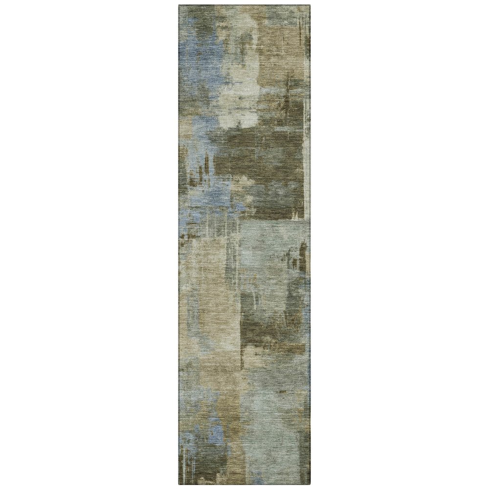 Machine Washable Indoor/Outdoor Chantille ACN2069 Green 2'3" x 7'6" Runner Rug. Picture 1