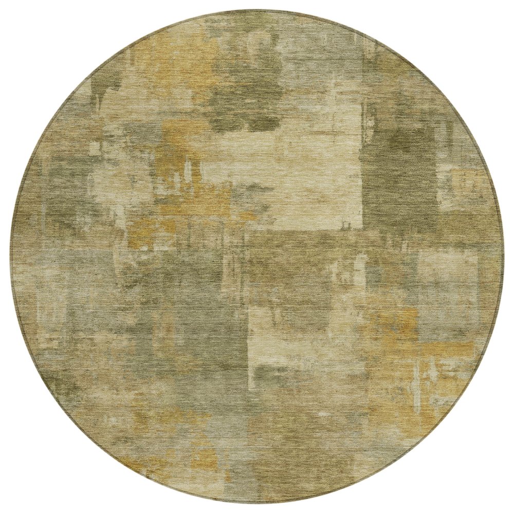 Machine Washable Indoor/Outdoor Chantille ACN2069 Khaki 8' x 8' Round Rug. Picture 1