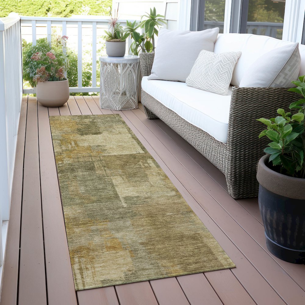 Machine Washable Indoor/Outdoor Chantille ACN2069 Khaki 2'3" x 7'6" Runner Rug. Picture 6