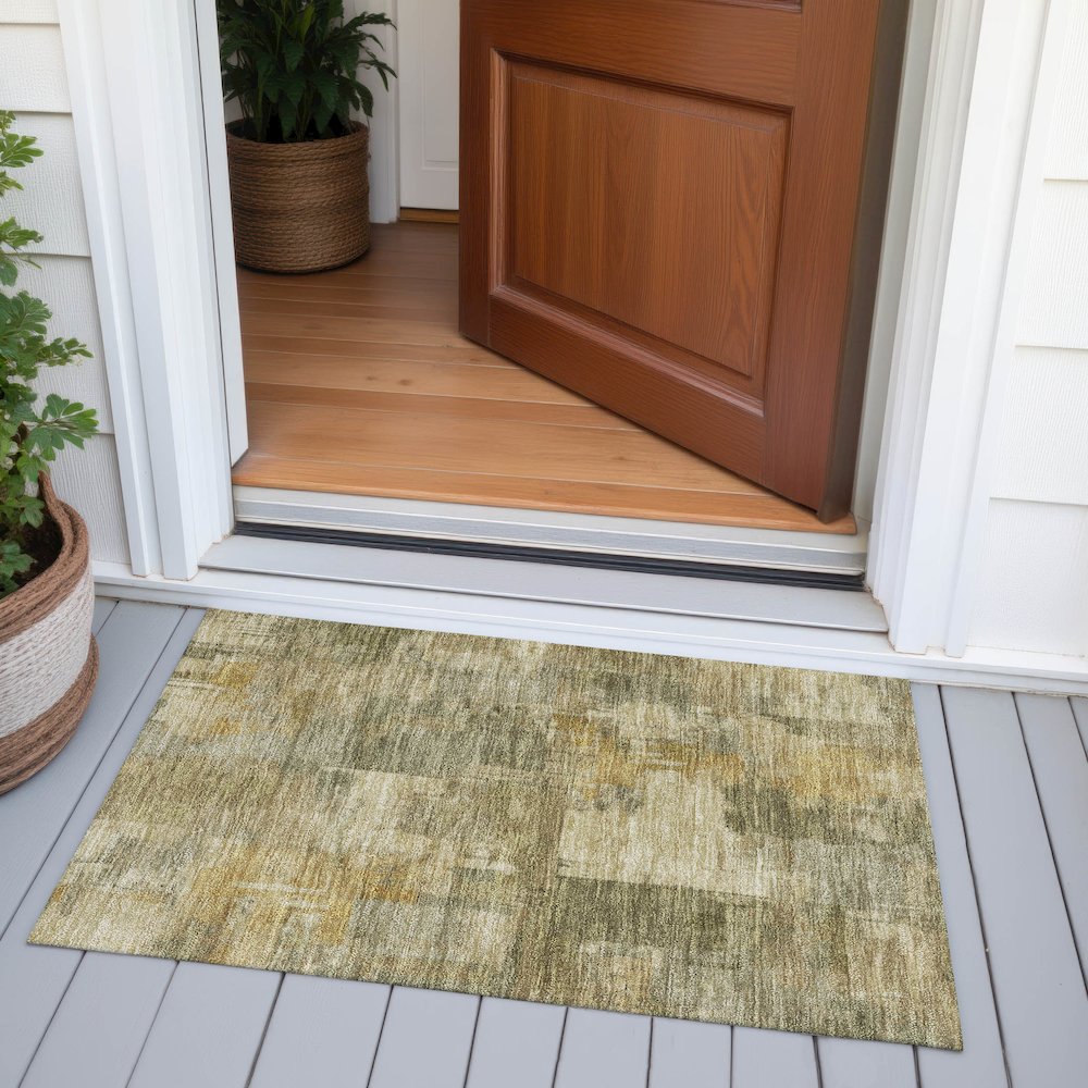 Machine Washable Indoor/Outdoor Chantille ACN2069 Khaki 1'8" x 2'6" Rug. Picture 6