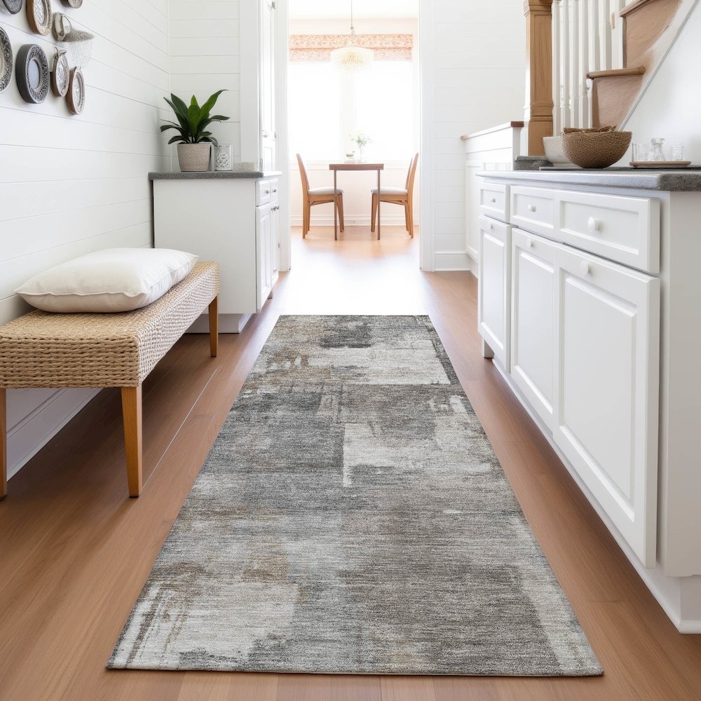 Machine Washable Indoor/Outdoor Chantille ACN2069 Pewter 2'3" x 7'6" Runner Rug. Picture 5