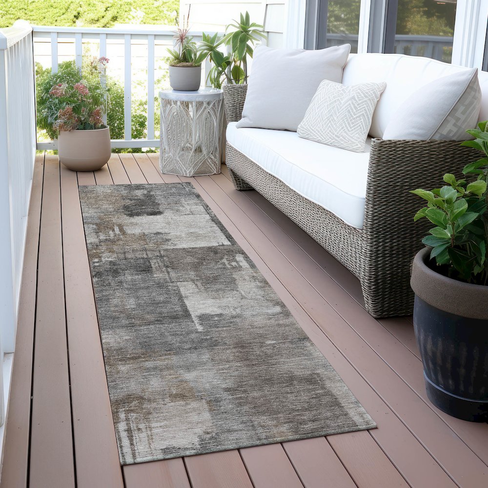 Machine Washable Indoor/Outdoor Chantille ACN2069 Pewter 2'3" x 7'6" Runner Rug. Picture 6