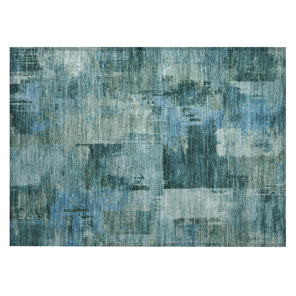 Machine Washable Indoor/Outdoor Chantille ACN2069 Teal 1'8" x 2'6" Rug. Picture 1
