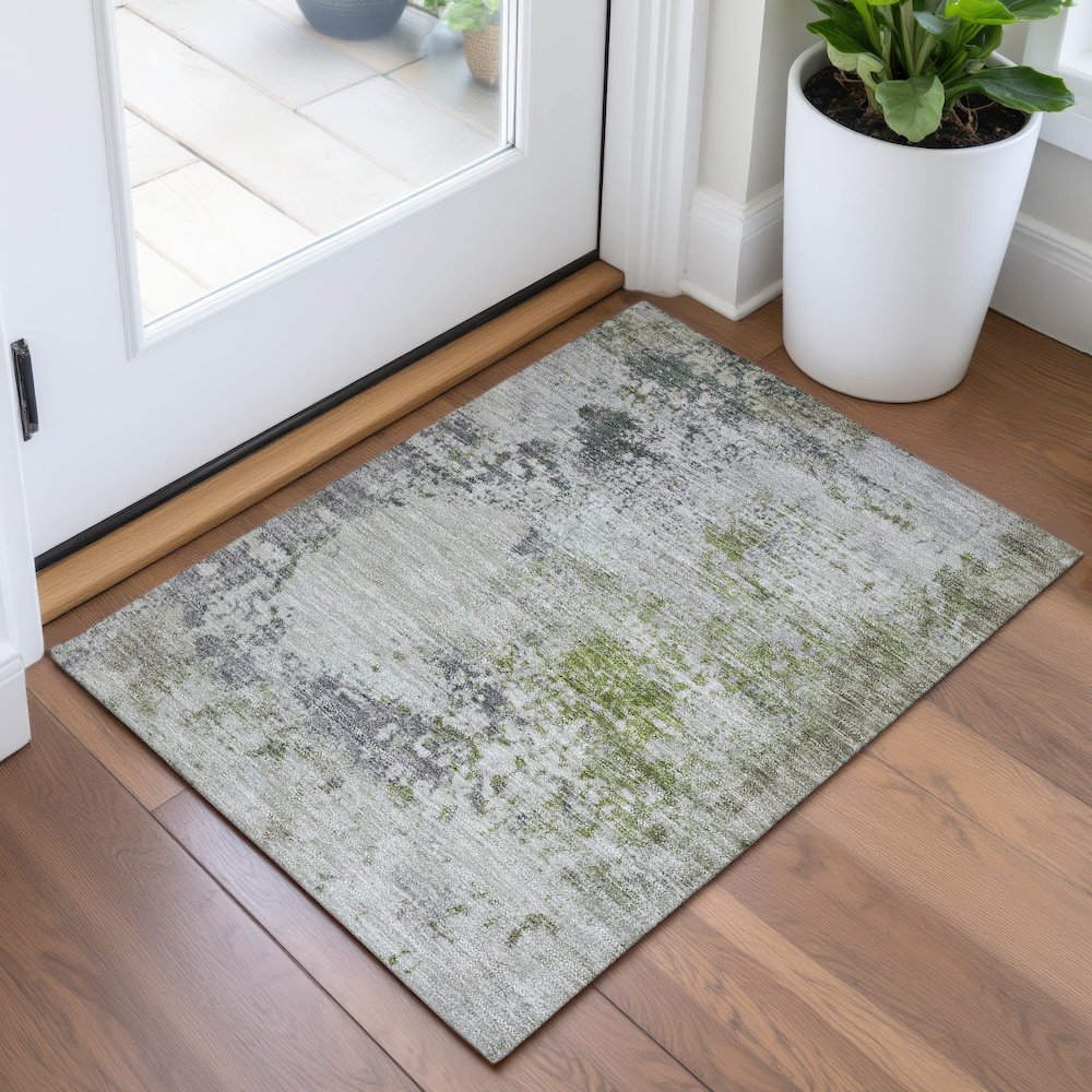 Machine Washable Indoor/Outdoor Chantille ACN2070 Linen 1'8" x 2'6" Rug. Picture 5