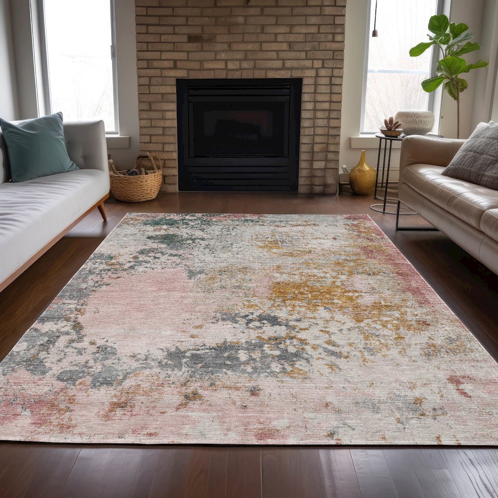 Machine Washable Indoor/Outdoor Chantille ACN2070 Pink 2'6" x 3'10" Rug. Picture 6