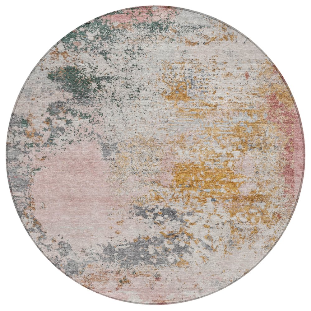 Machine Washable Indoor/Outdoor Chantille ACN2070 Pink 8' x 8' Round Rug. Picture 1