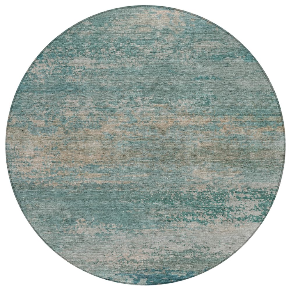 Machine Washable Indoor/Outdoor Chantille ACN2071 Aqua 8' x 8' Round Rug. Picture 1