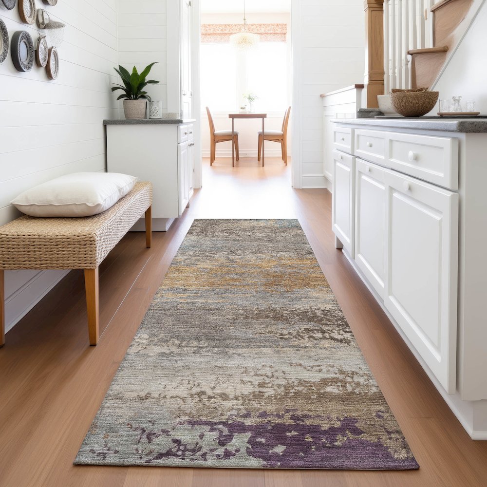 Machine Washable Indoor/Outdoor Chantille ACN2071 Brown 2'3" x 7'6" Runner Rug. Picture 5