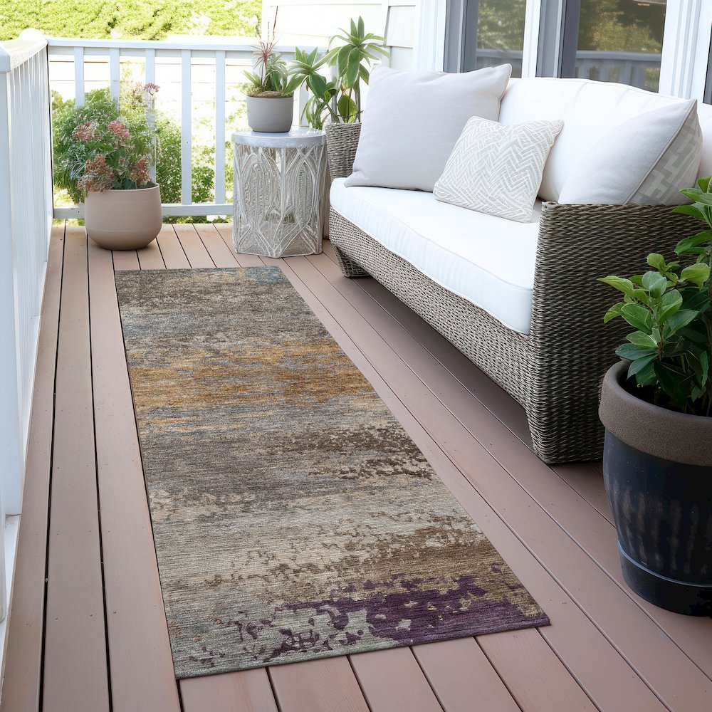 Machine Washable Indoor/Outdoor Chantille ACN2071 Brown 2'3" x 7'6" Runner Rug. Picture 6