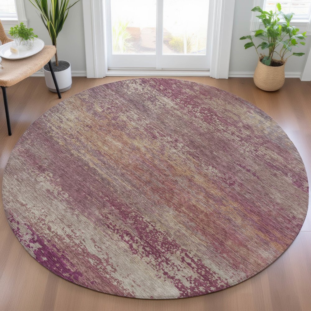 Machine Washable Indoor/Outdoor Chantille ACN2071 Merlot 8' x 8' Round Rug. Picture 5
