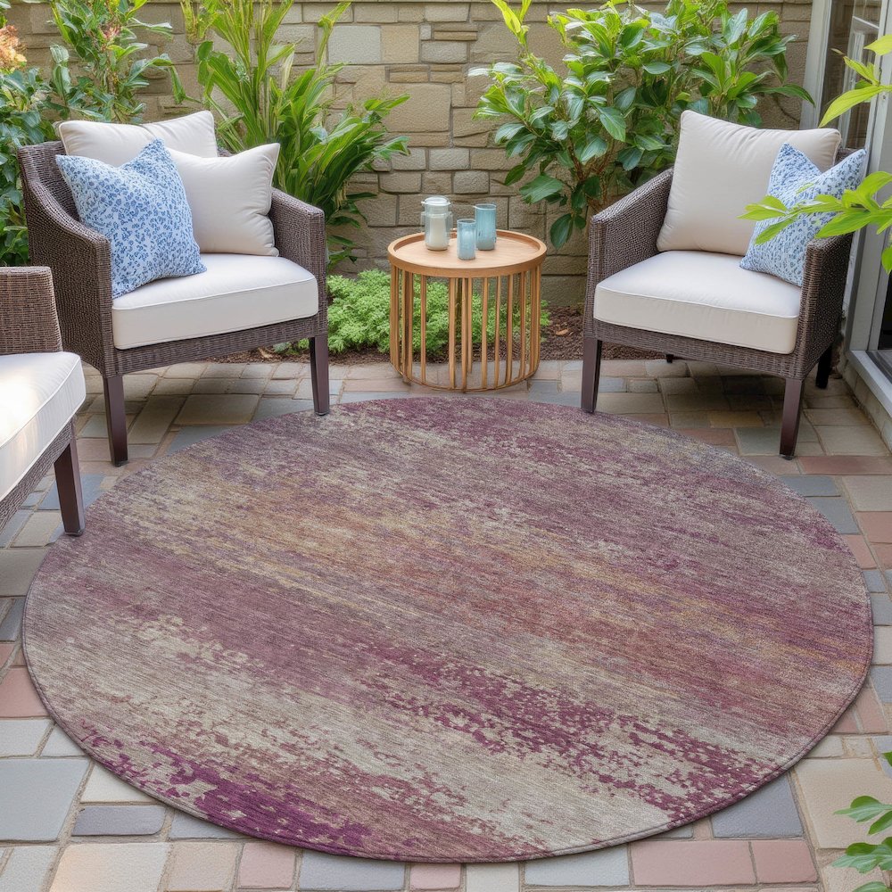 Machine Washable Indoor/Outdoor Chantille ACN2071 Merlot 8' x 8' Round Rug. Picture 6