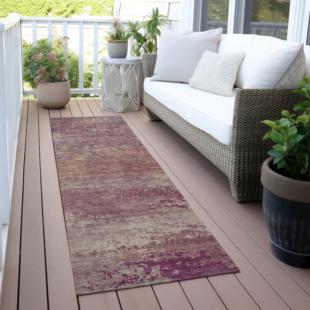 Machine Washable Indoor/Outdoor Chantille ACN2071 Merlot 2'3" x 7'6" Runner Rug. Picture 6