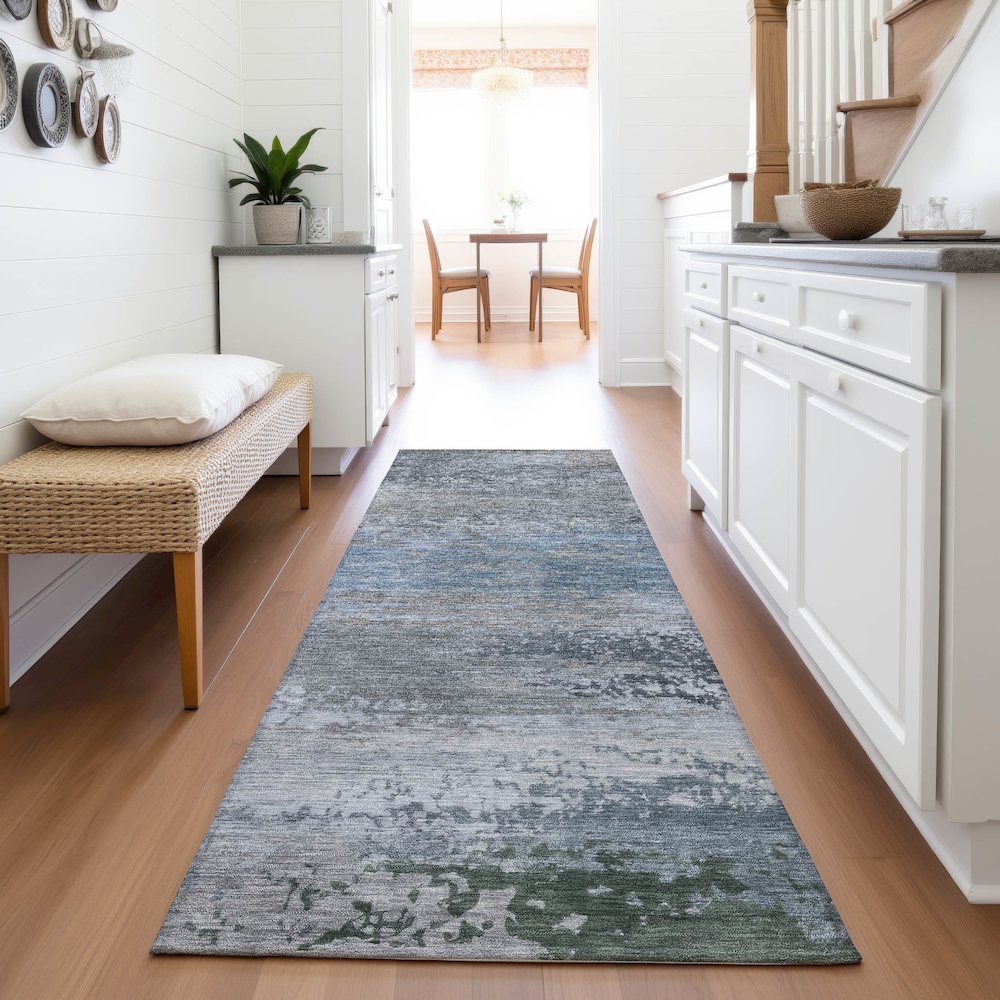 Machine Washable Indoor/Outdoor Chantille ACN2071 Pewter 2'3" x 7'6" Runner Rug. Picture 5