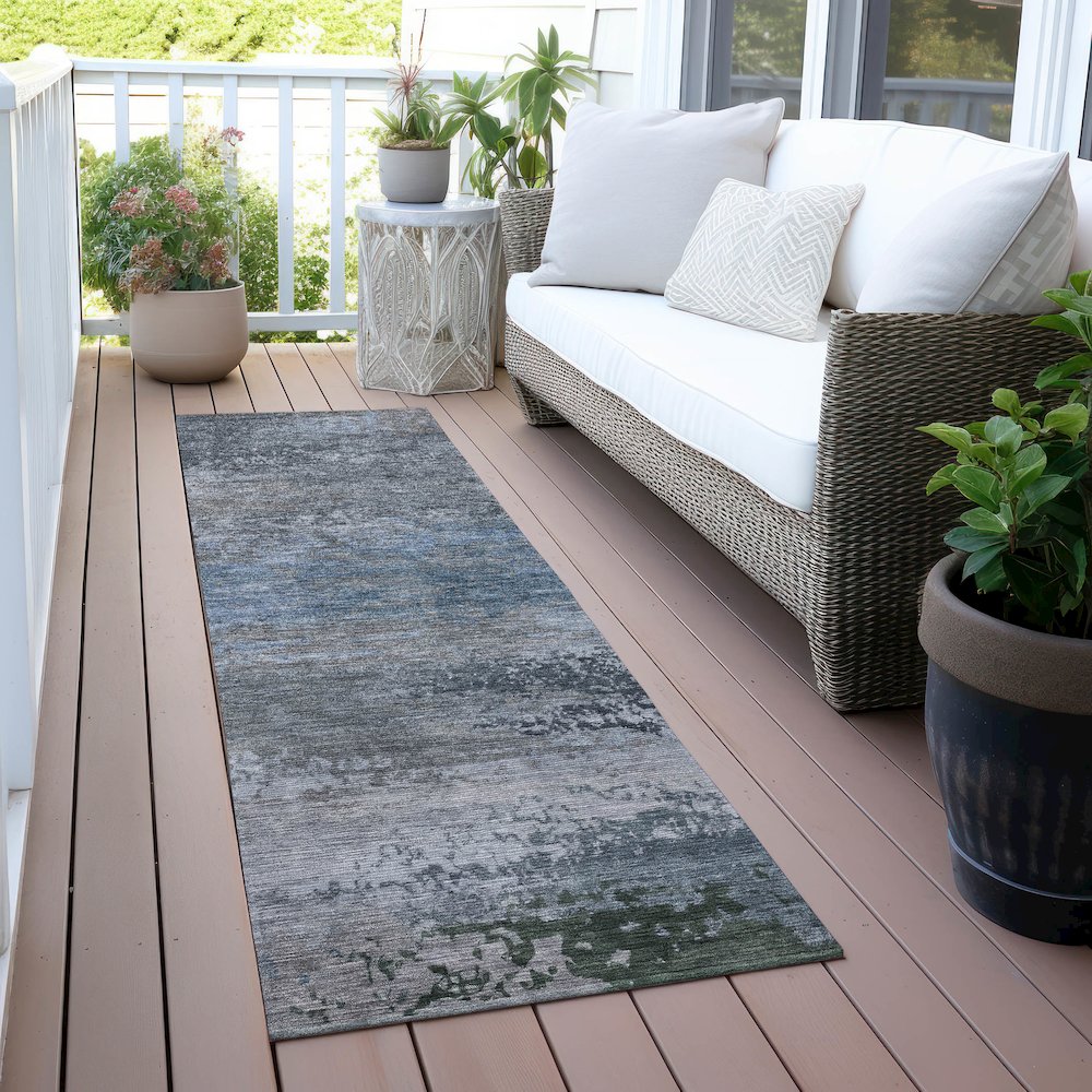 Machine Washable Indoor/Outdoor Chantille ACN2071 Pewter 2'3" x 7'6" Runner Rug. Picture 6