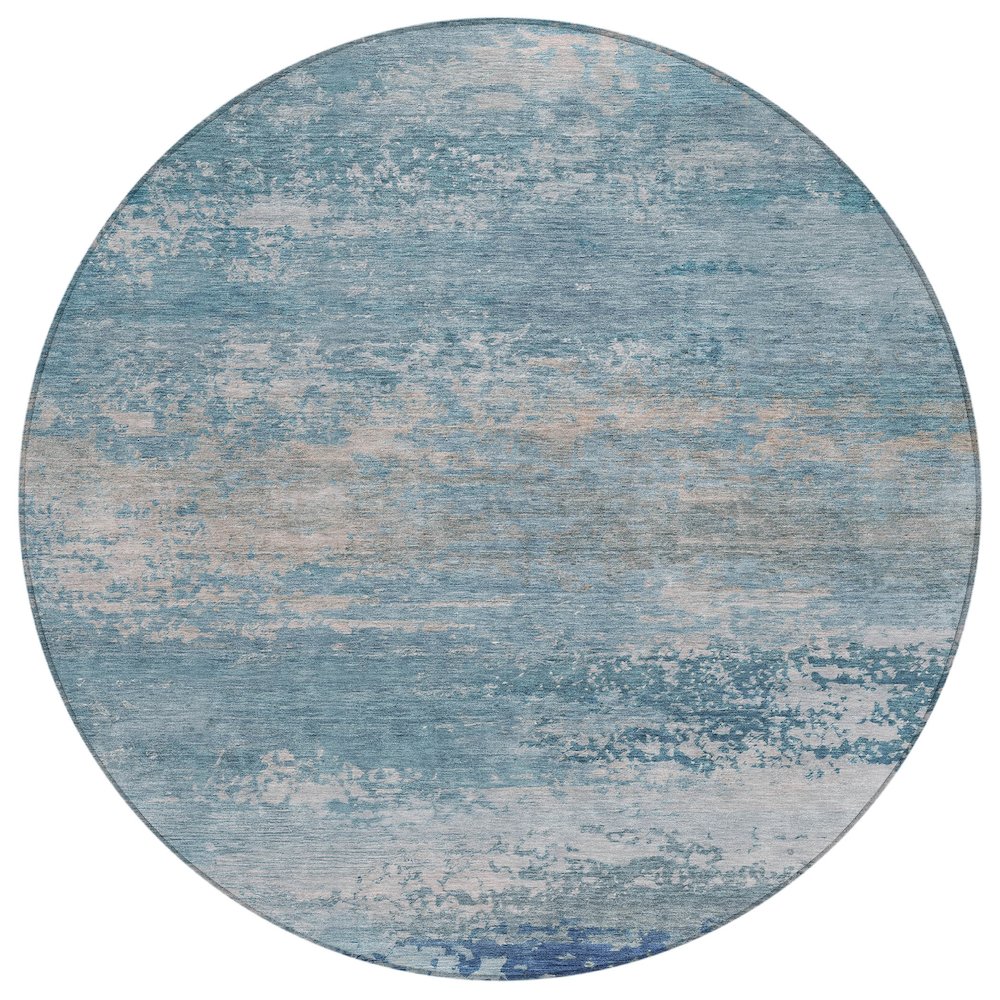 Machine Washable Indoor/Outdoor Chantille ACN2071 Sky 8' x 8' Round Rug. Picture 1
