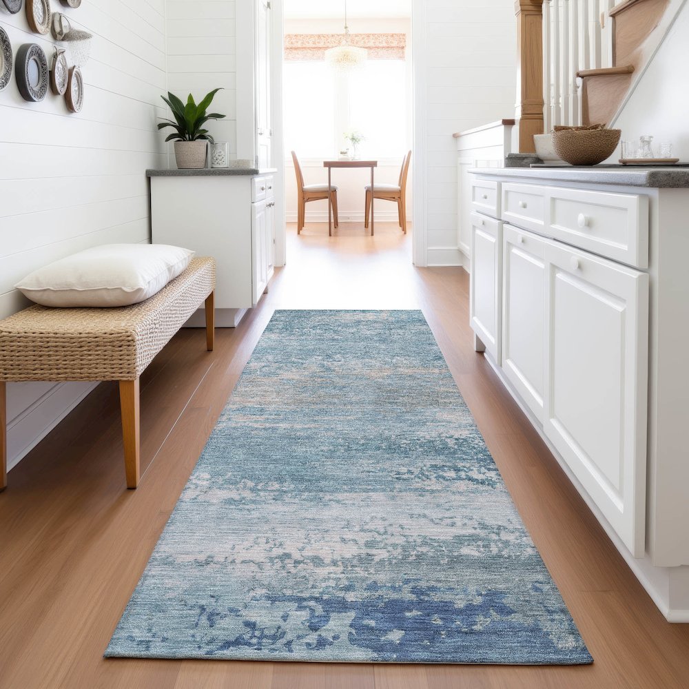 Machine Washable Indoor/Outdoor Chantille ACN2071 Sky 2'3" x 7'6" Runner Rug. Picture 5