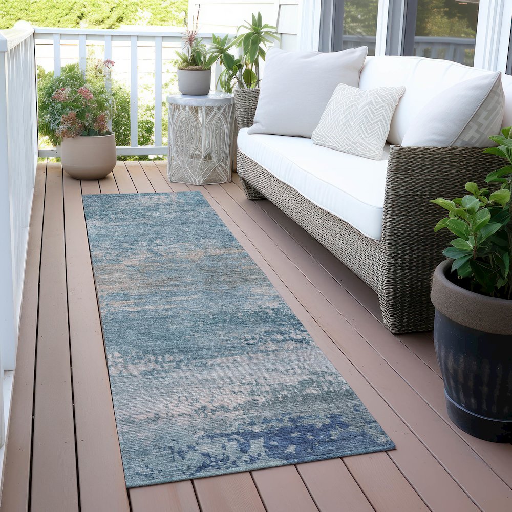 Machine Washable Indoor/Outdoor Chantille ACN2071 Sky 2'3" x 7'6" Runner Rug. Picture 6