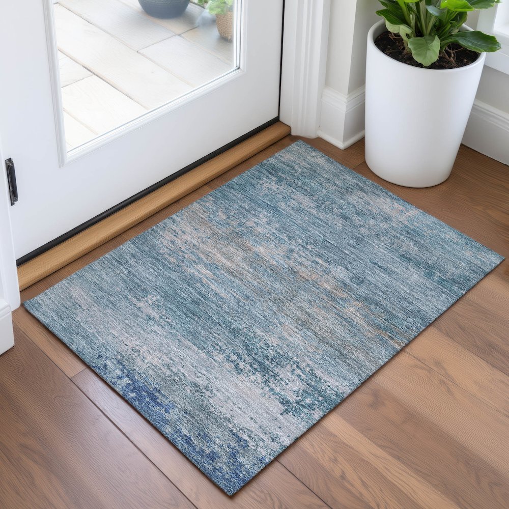Machine Washable Indoor/Outdoor Chantille ACN2071 Sky 1'8" x 2'6" Rug. Picture 5