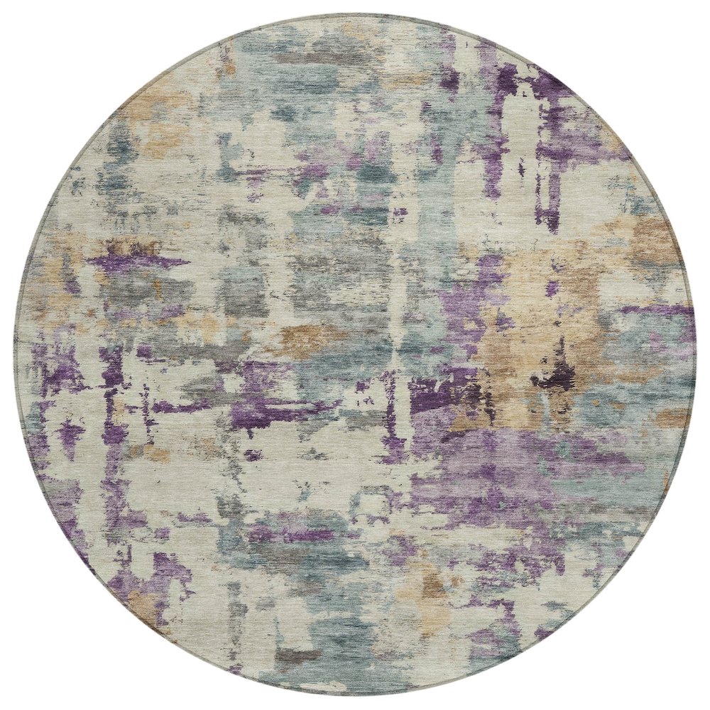 Machine Washable Indoor/Outdoor Chantille ACN2072 Linen 8' x 8' Round Rug. Picture 1