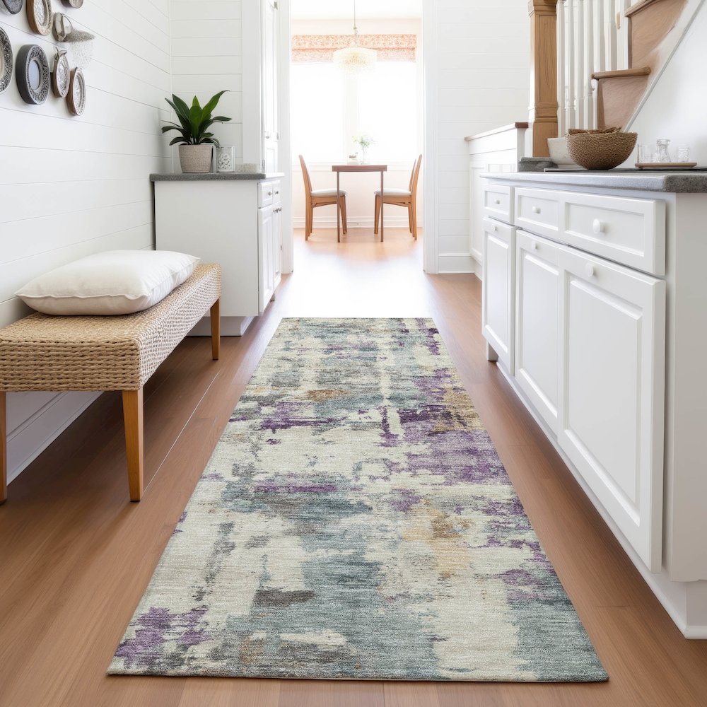 Machine Washable Indoor/Outdoor Chantille ACN2072 Linen 2'3" x 7'6" Runner Rug. Picture 5