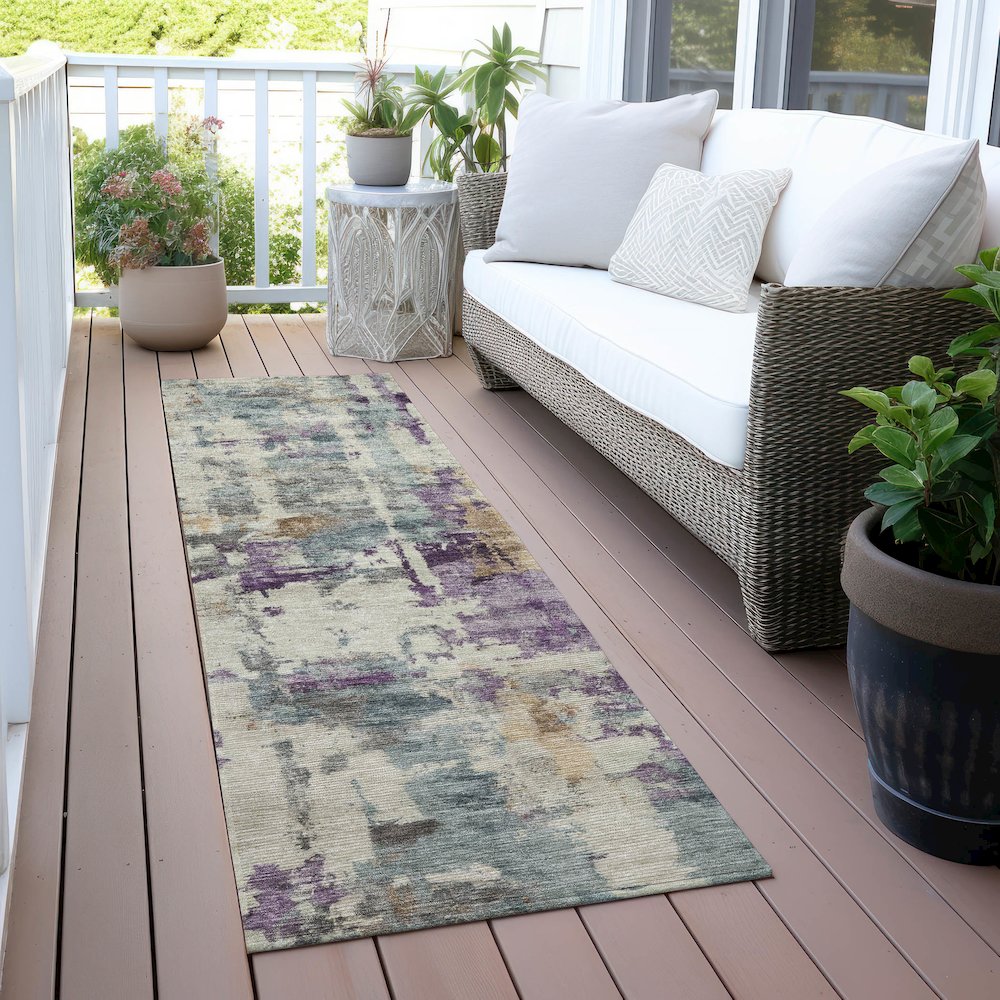 Machine Washable Indoor/Outdoor Chantille ACN2072 Linen 2'3" x 7'6" Runner Rug. Picture 6