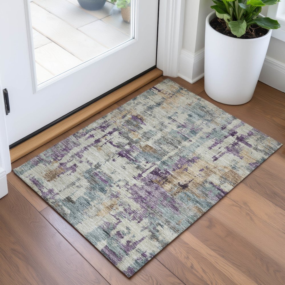 Machine Washable Indoor/Outdoor Chantille ACN2072 Linen 1'8" x 2'6" Rug. Picture 5