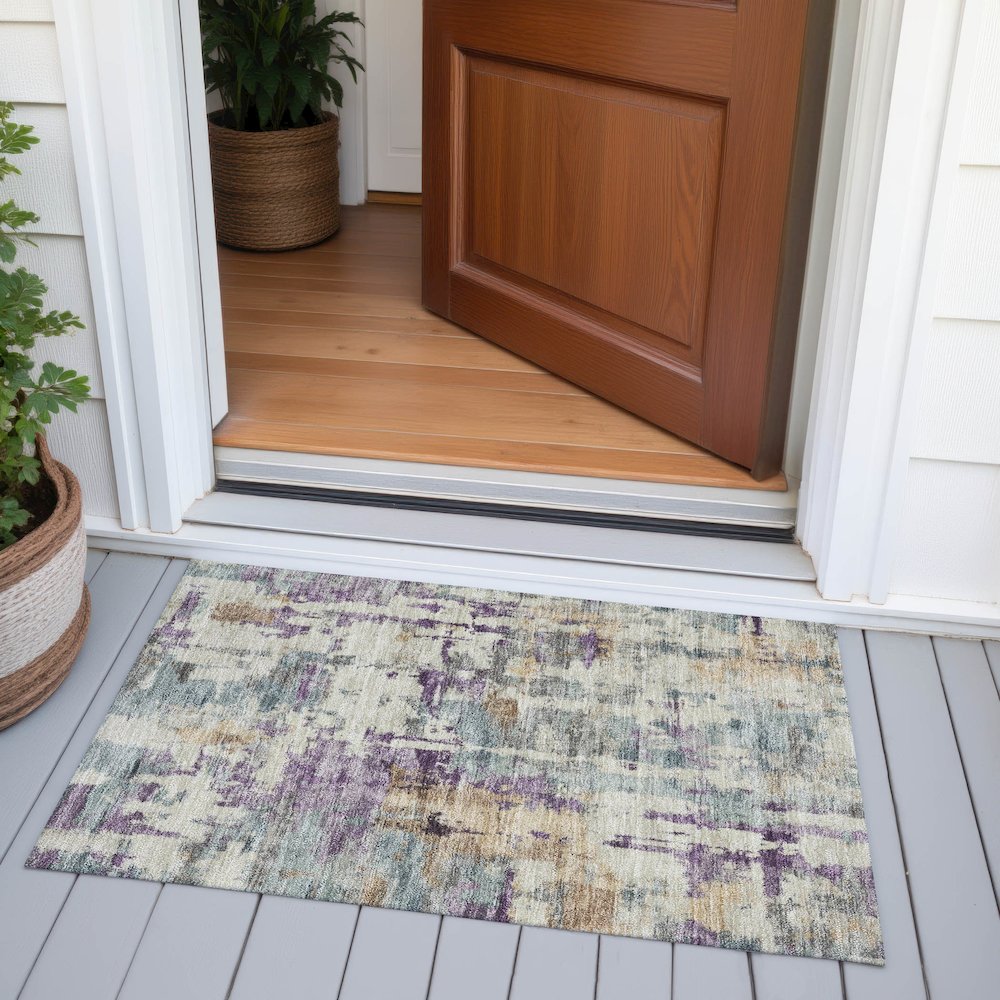Machine Washable Indoor/Outdoor Chantille ACN2072 Linen 1'8" x 2'6" Rug. Picture 6