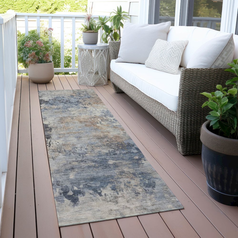 Machine Washable Indoor/Outdoor Chantille ACN2073 Denim 2'3" x 7'6" Runner Rug. Picture 6