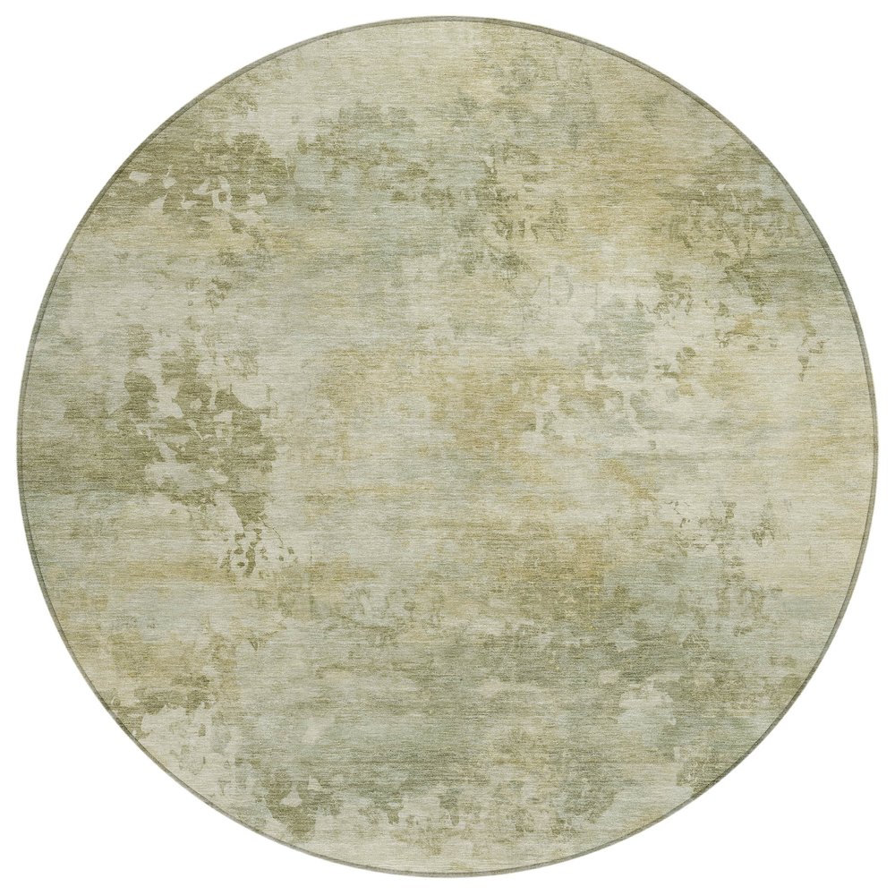 Machine Washable Indoor/Outdoor Chantille ACN2073 Sage 8' x 8' Round Rug. Picture 1