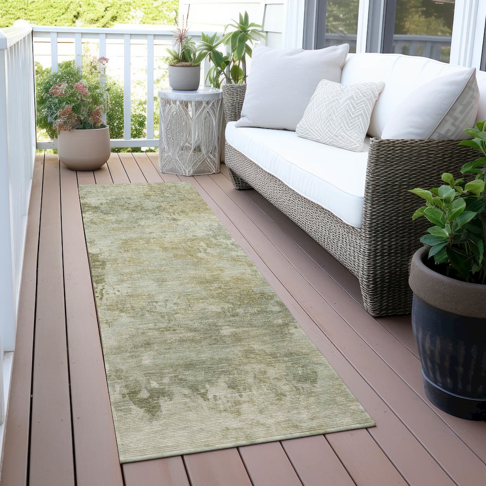 Machine Washable Indoor/Outdoor Chantille ACN2073 Sage 2'3" x 7'6" Runner Rug. Picture 6