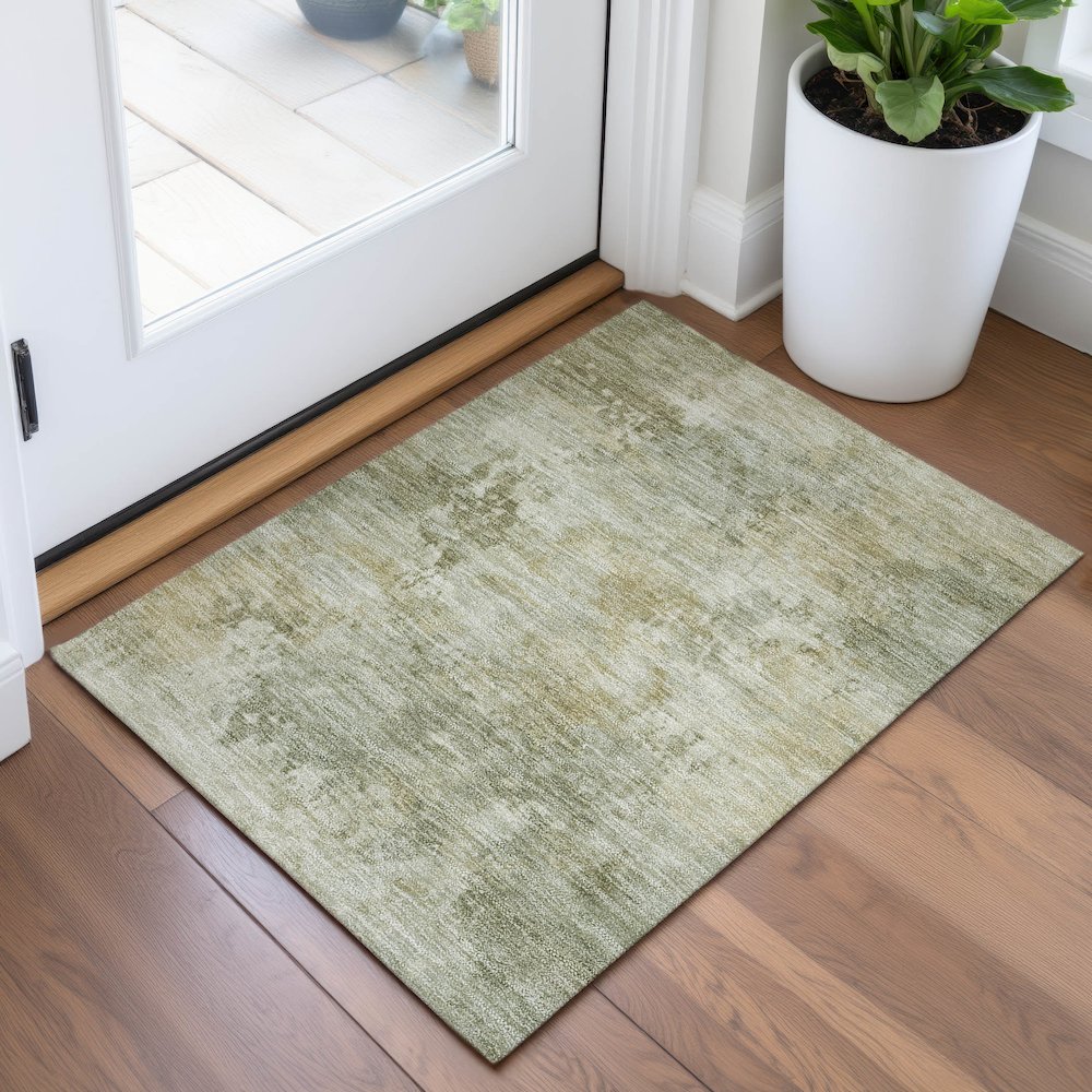 Machine Washable Indoor/Outdoor Chantille ACN2073 Sage 1'8" x 2'6" Rug. Picture 5