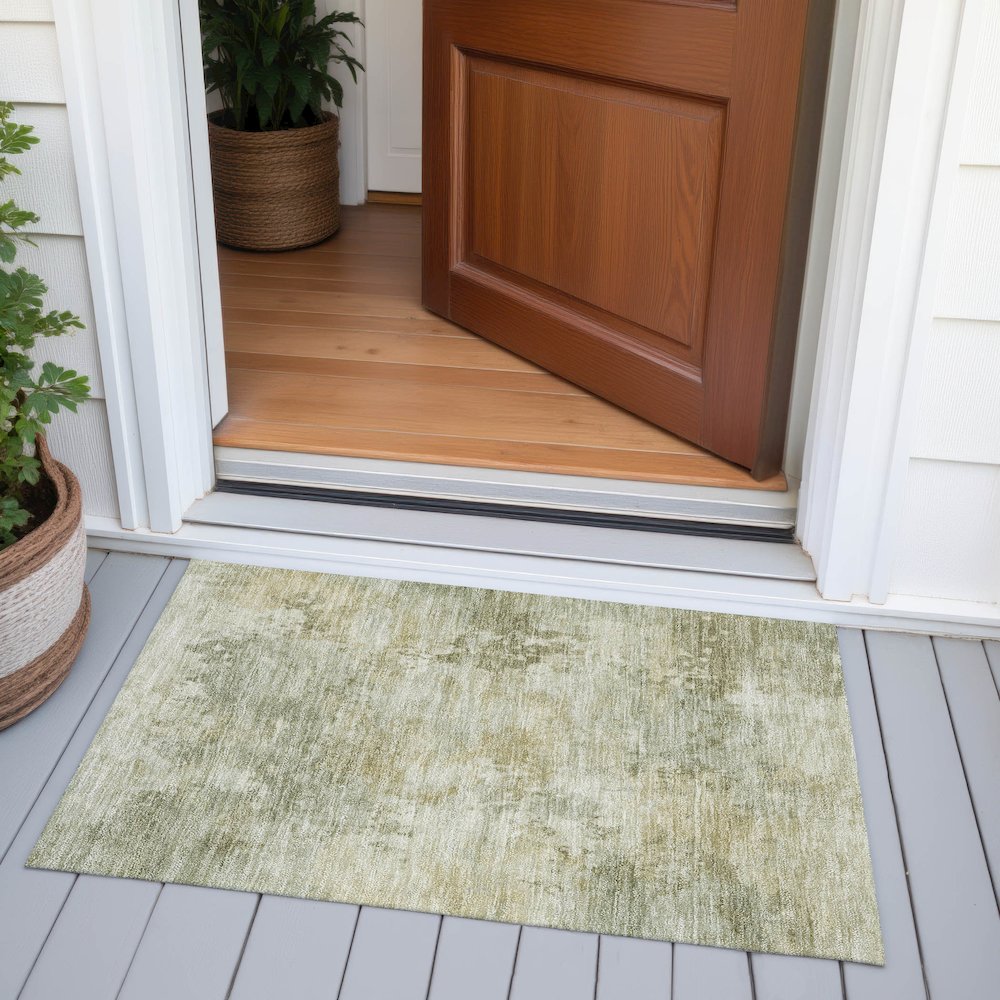 Machine Washable Indoor/Outdoor Chantille ACN2073 Sage 1'8" x 2'6" Rug. Picture 6