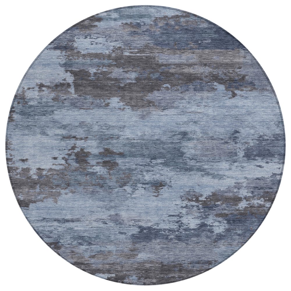 Machine Washable Indoor/Outdoor Chantille ACN2075 Blue 8' x 8' Round Rug. Picture 1