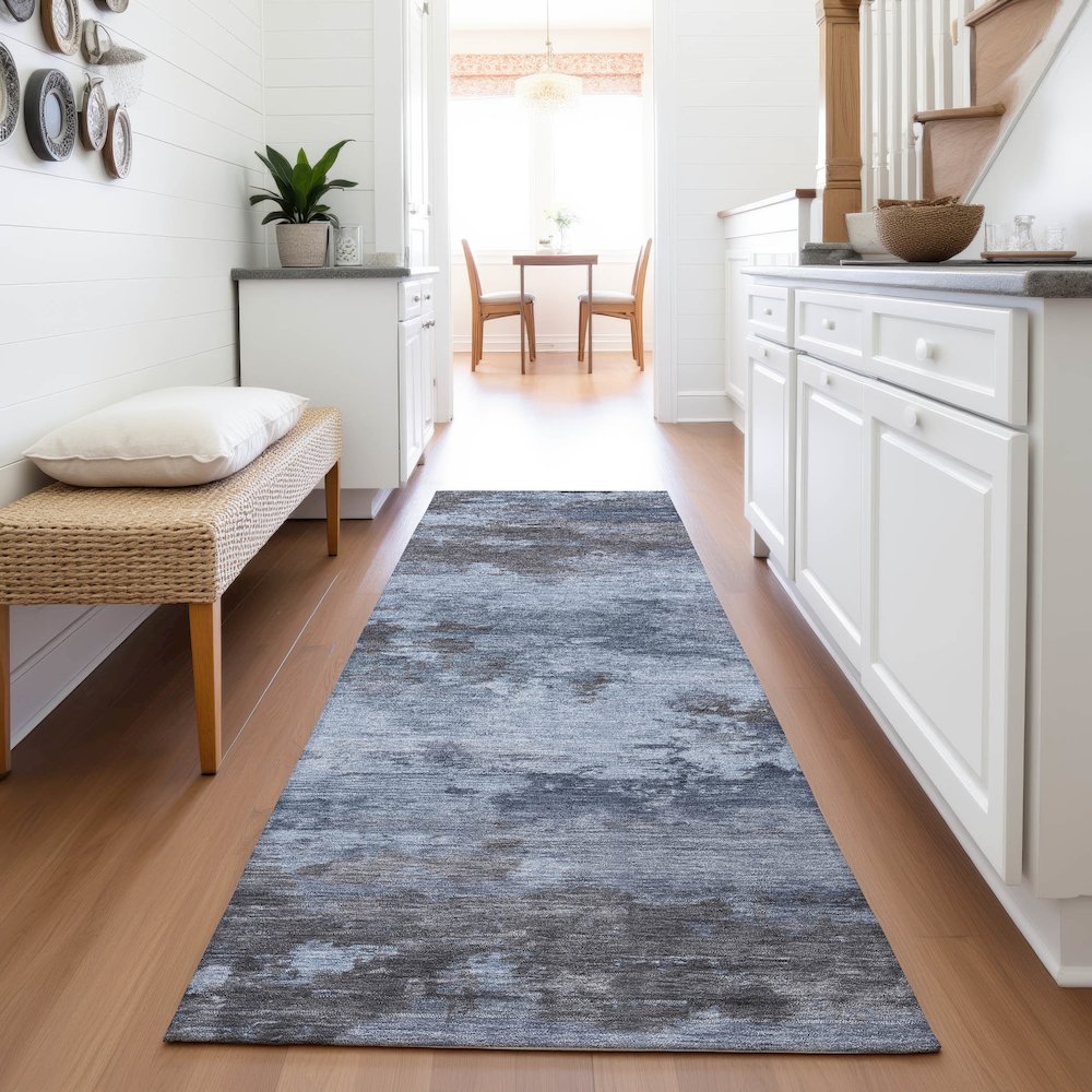 Machine Washable Indoor/Outdoor Chantille ACN2075 Blue 2'3" x 7'6" Runner Rug. Picture 5