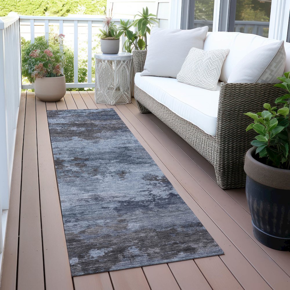Machine Washable Indoor/Outdoor Chantille ACN2075 Blue 2'3" x 7'6" Runner Rug. Picture 6