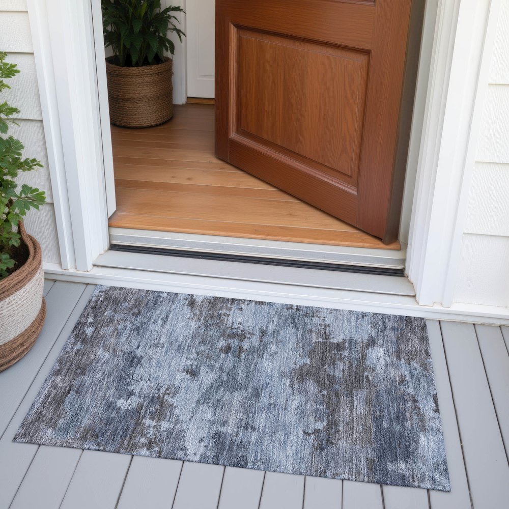 Machine Washable Indoor/Outdoor Chantille ACN2075 Blue 1'8" x 2'6" Rug. Picture 6