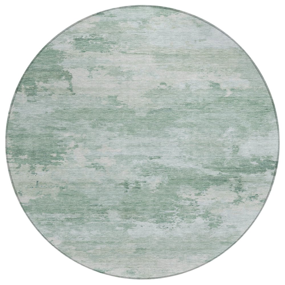 Machine Washable Indoor/Outdoor Chantille ACN2075 Mint 8' x 8' Round Rug. Picture 1