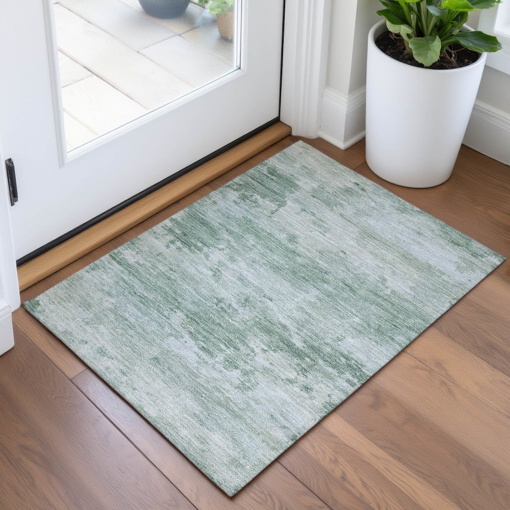 Machine Washable Indoor/Outdoor Chantille ACN2075 Mint 1'8" x 2'6" Rug. Picture 5